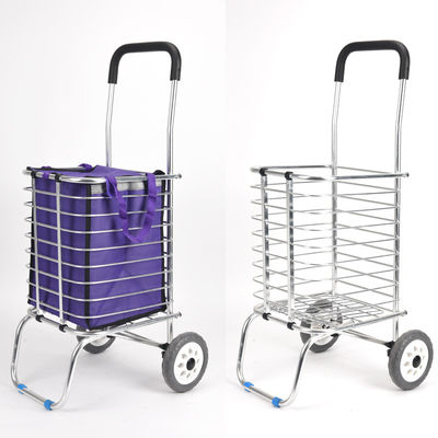 calidad  German Foldable Wholesale Supermarket Foldable Metal Trolley 4 Wheels Trolley 35L Shopping Bag fábrica