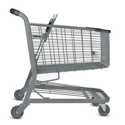 calidad  Wholesale 4 Wheel Supermarket Trolley Store Grocery Trolley Folding Steel Push Shopping Trolley fábrica