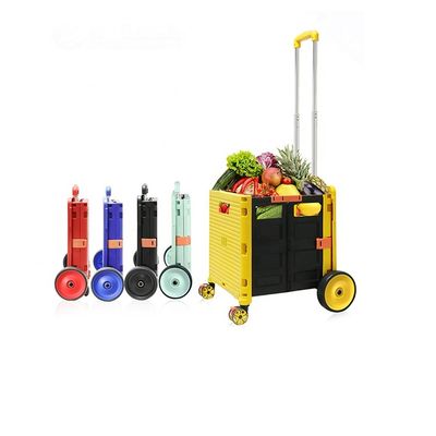 calidad  Market Shopping Cart Lightweight Folding Plastic Portable Grocery Cart Trailer Hand Cart fábrica