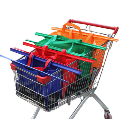 Eco-Friendly Manufacturers Wholesale Set 4 Grocery Cart Foldable Reusable Non Woven Supermarket Trolley Shopping Bag